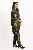 Blue Floral Muslin 3/4 Sleeves Co-Ord Set