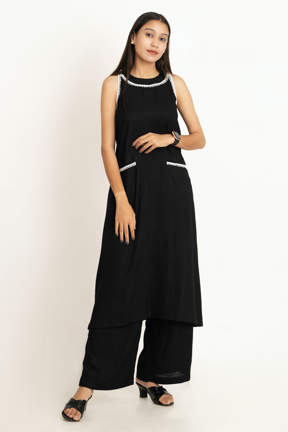 Black Rayon Co-Ord Set