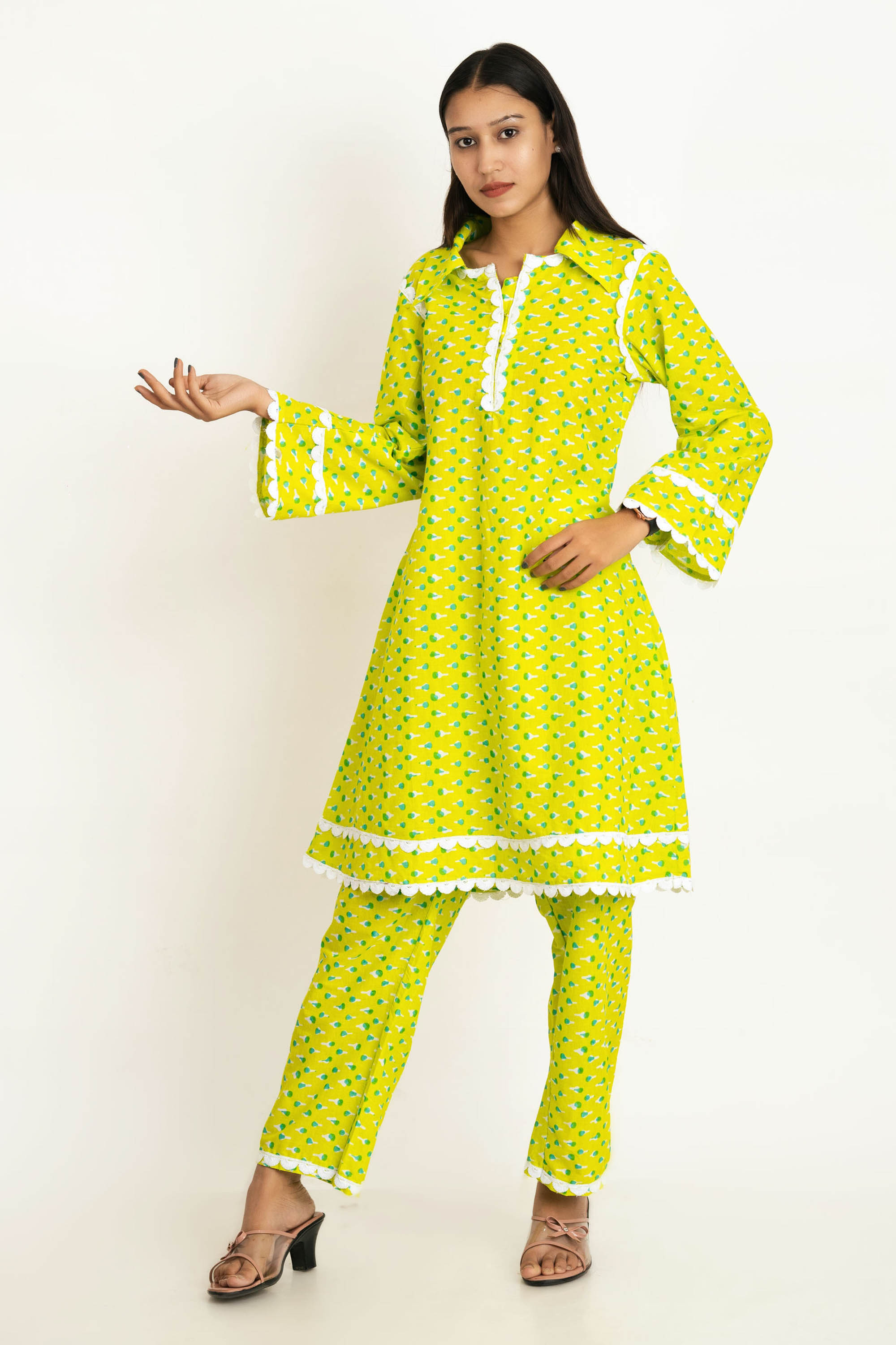 Parrot Green Cotton Co-Ord Set