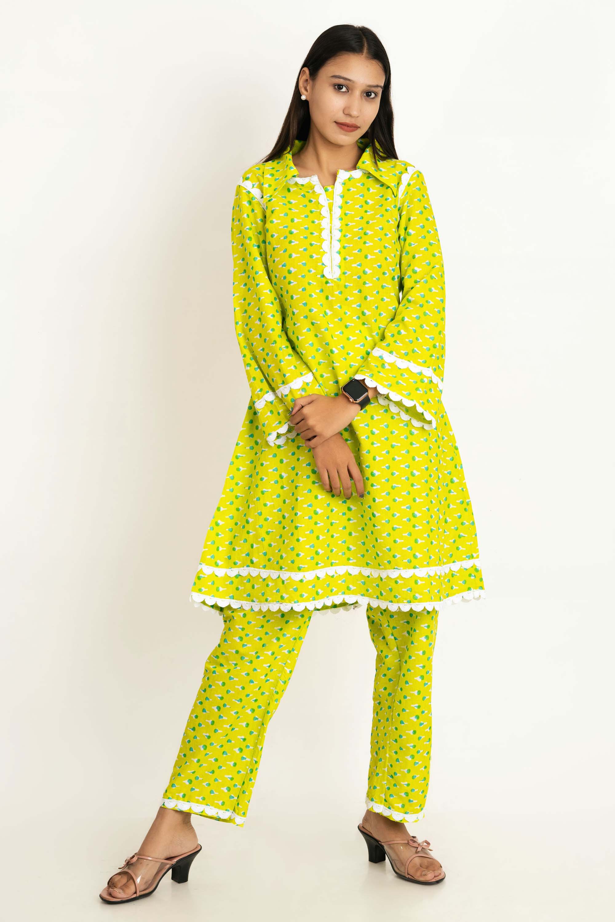 Parrot Green Cotton Co-Ord Set