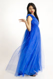 Blue Sleeveless Net Gown