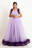 Purple Sleeveless Net Gown