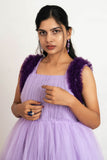 Purple Sleeveless Net Gown