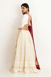 White & Red Georgette Thread Lehenga