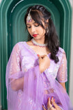 Purple V-Neck Net Lehenga