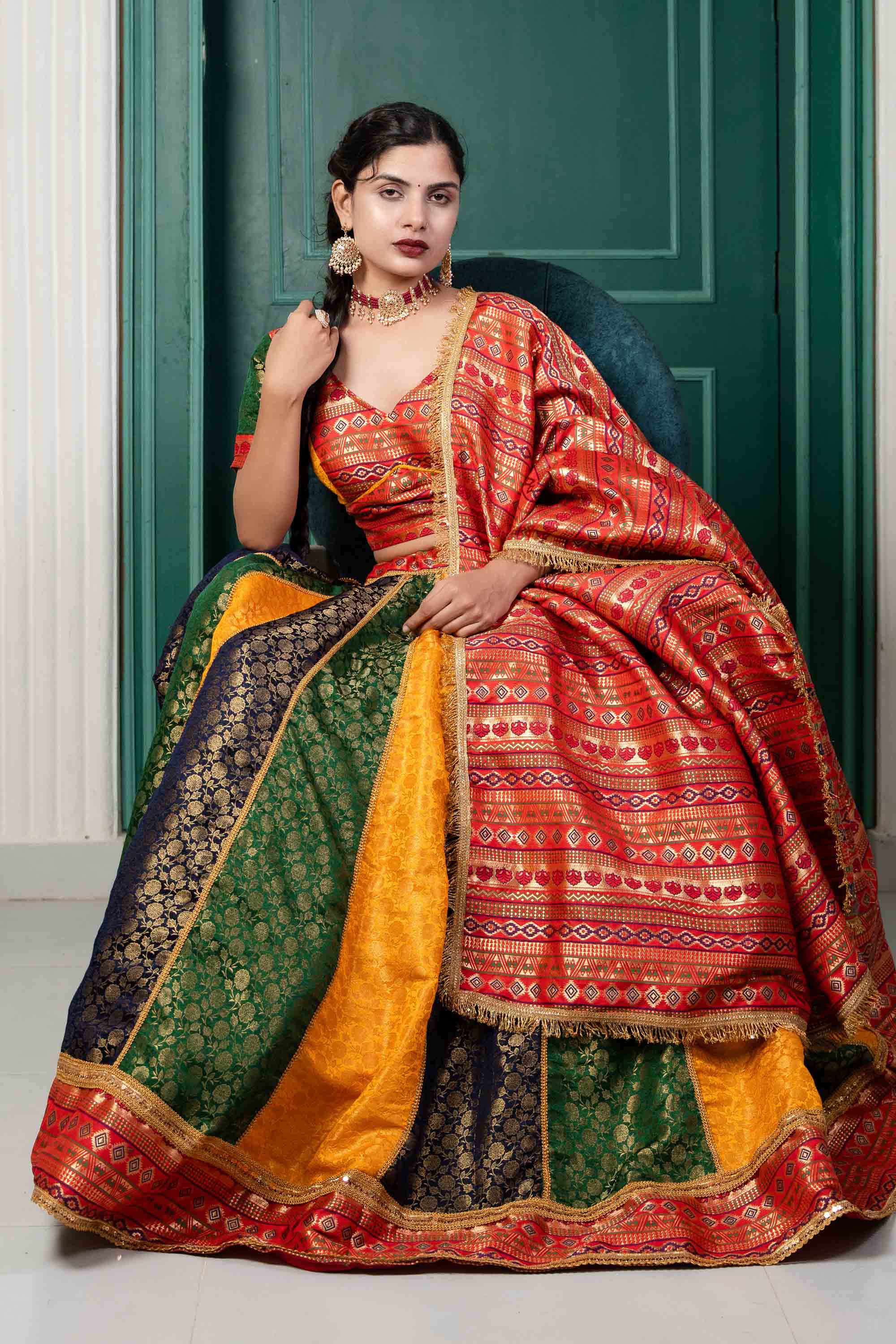 Multi-Color Brocade Lehenga