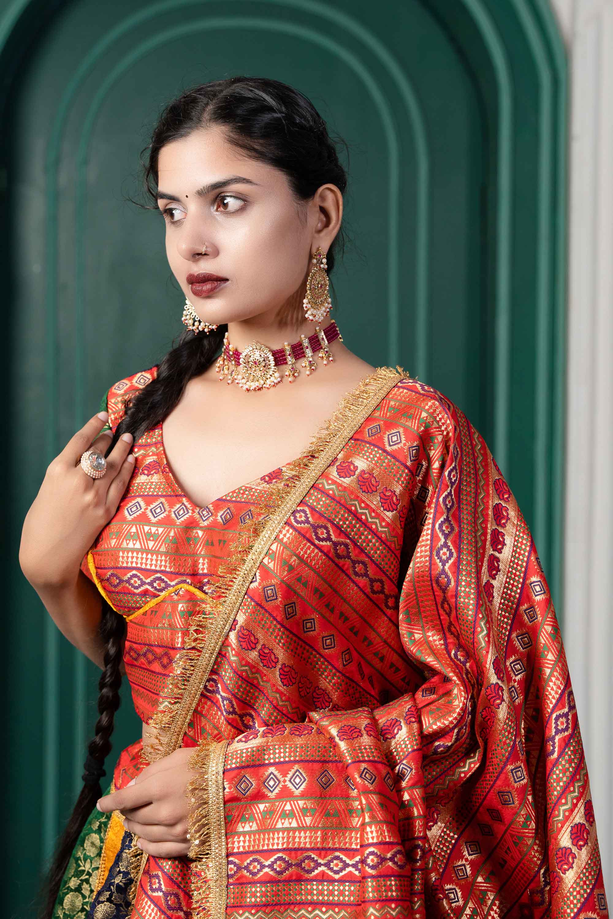 Multi-Color Brocade Lehenga