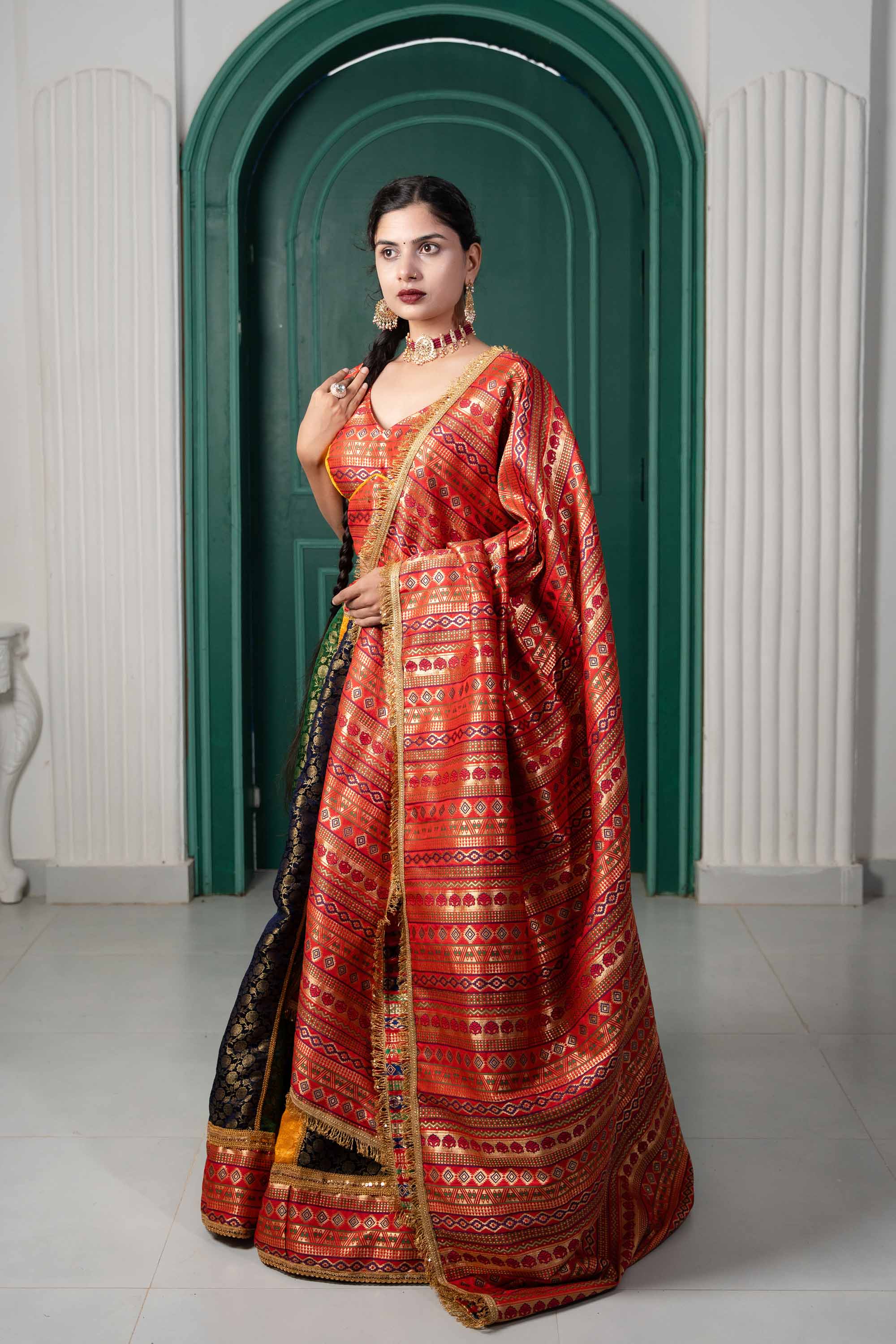 Multi-Color Brocade Lehenga