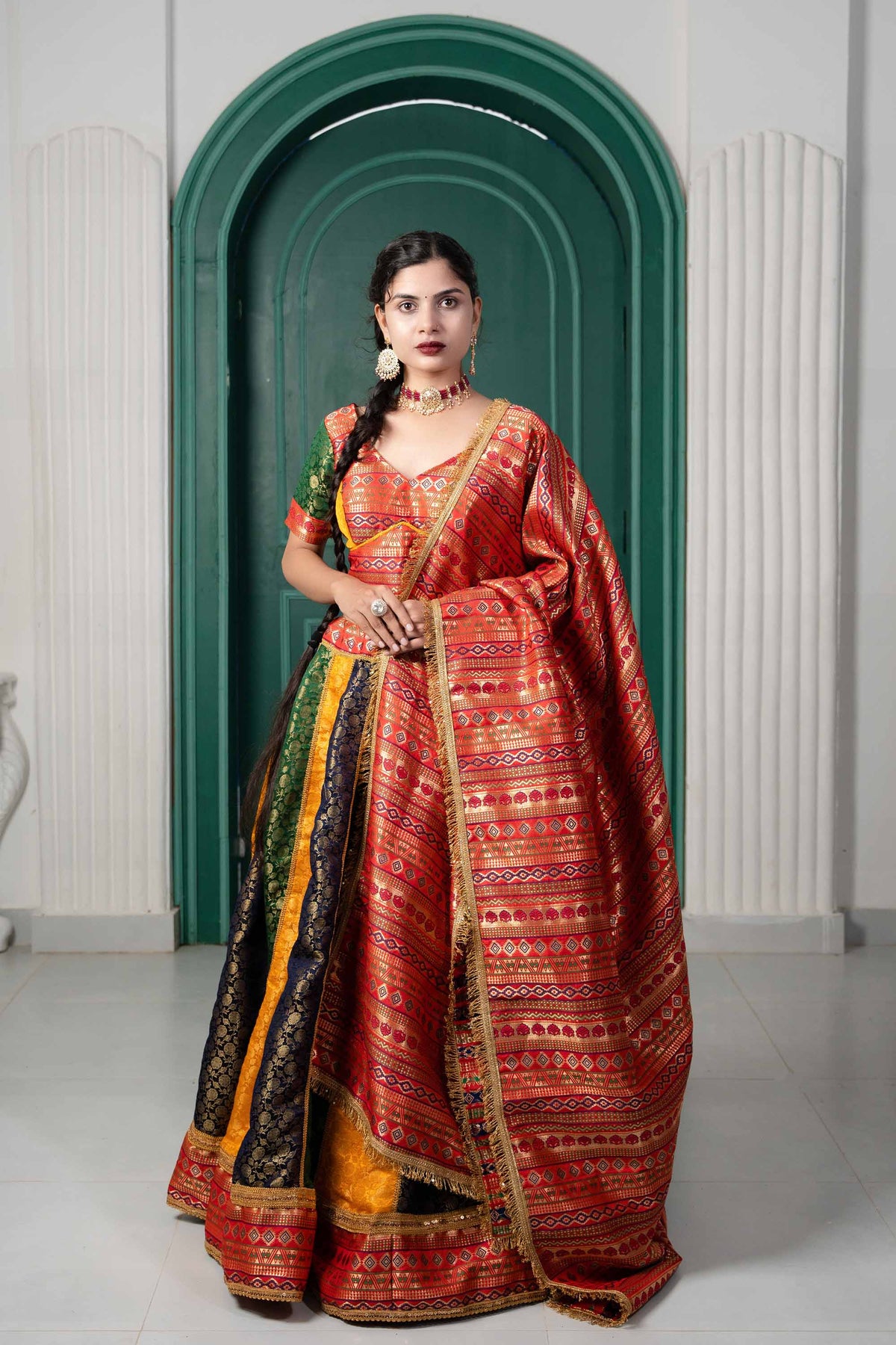 Multi-Color Brocade Lehenga