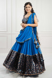 Indigo Blue Sequin Georgette Sleeveless Lehenga