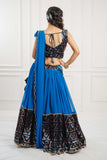 Indigo Blue Sequin Georgette Sleeveless Lehenga