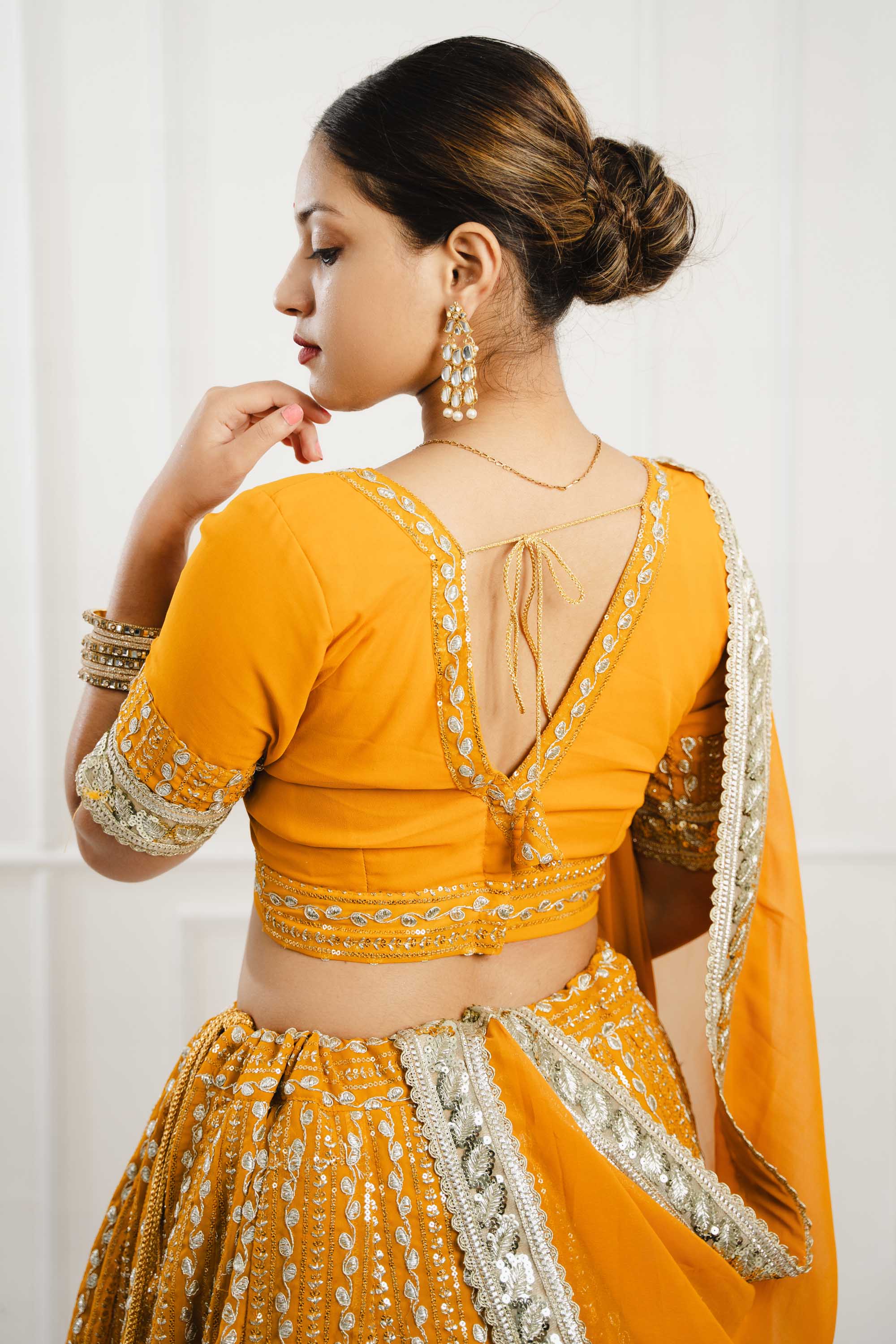 Mustard Yellow Georgette Lehenga