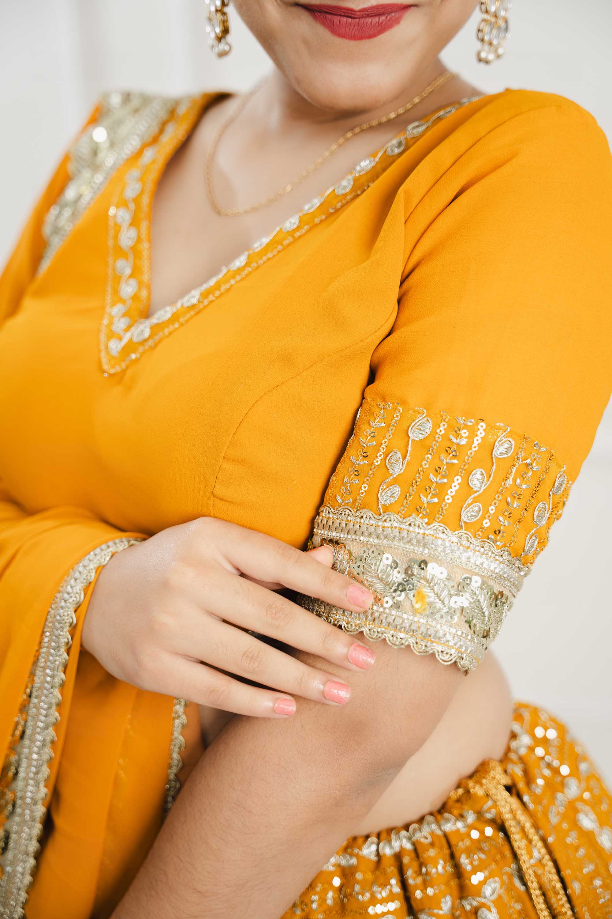 Mustard Yellow Georgette Lehenga