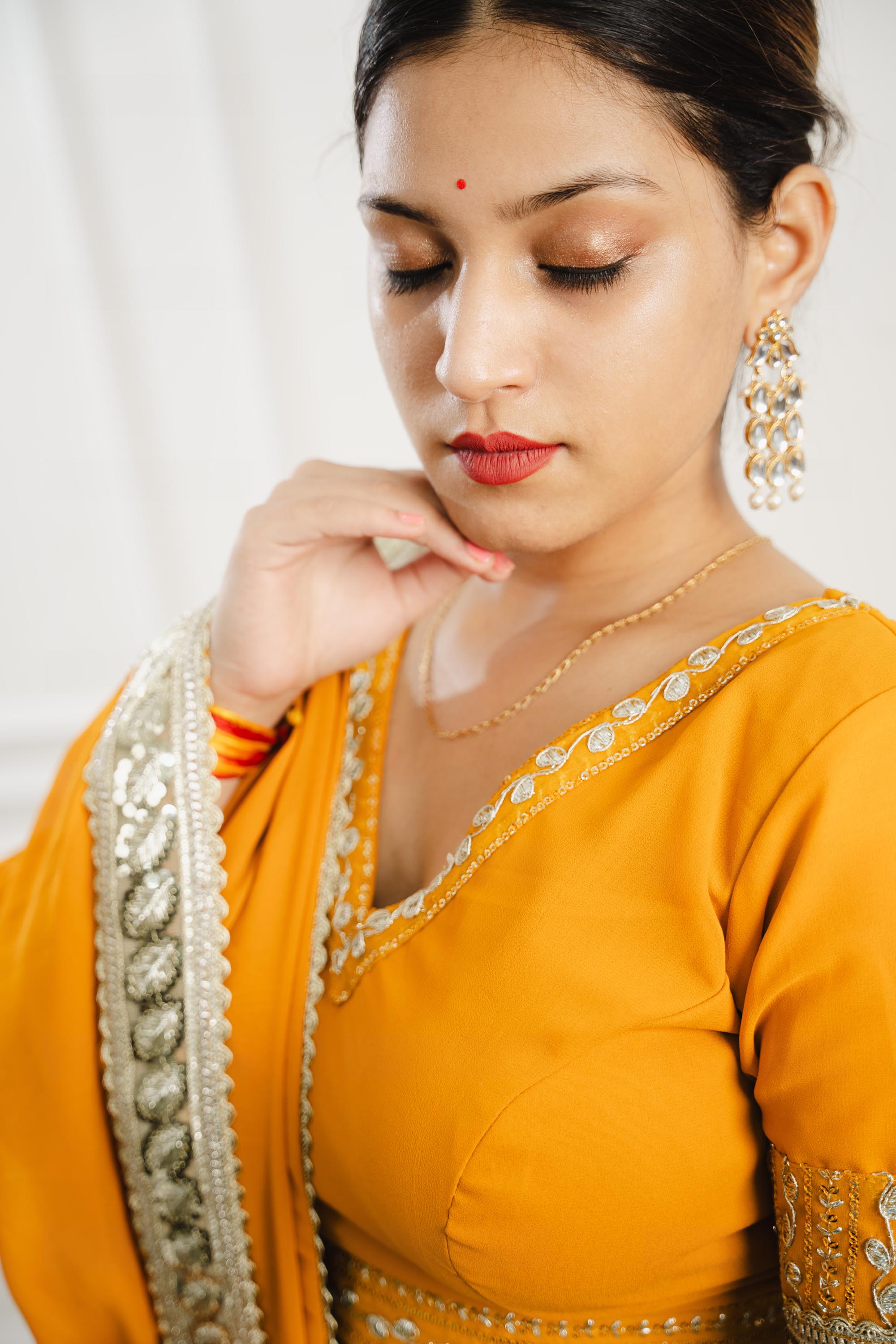 Mustard Yellow Georgette Lehenga