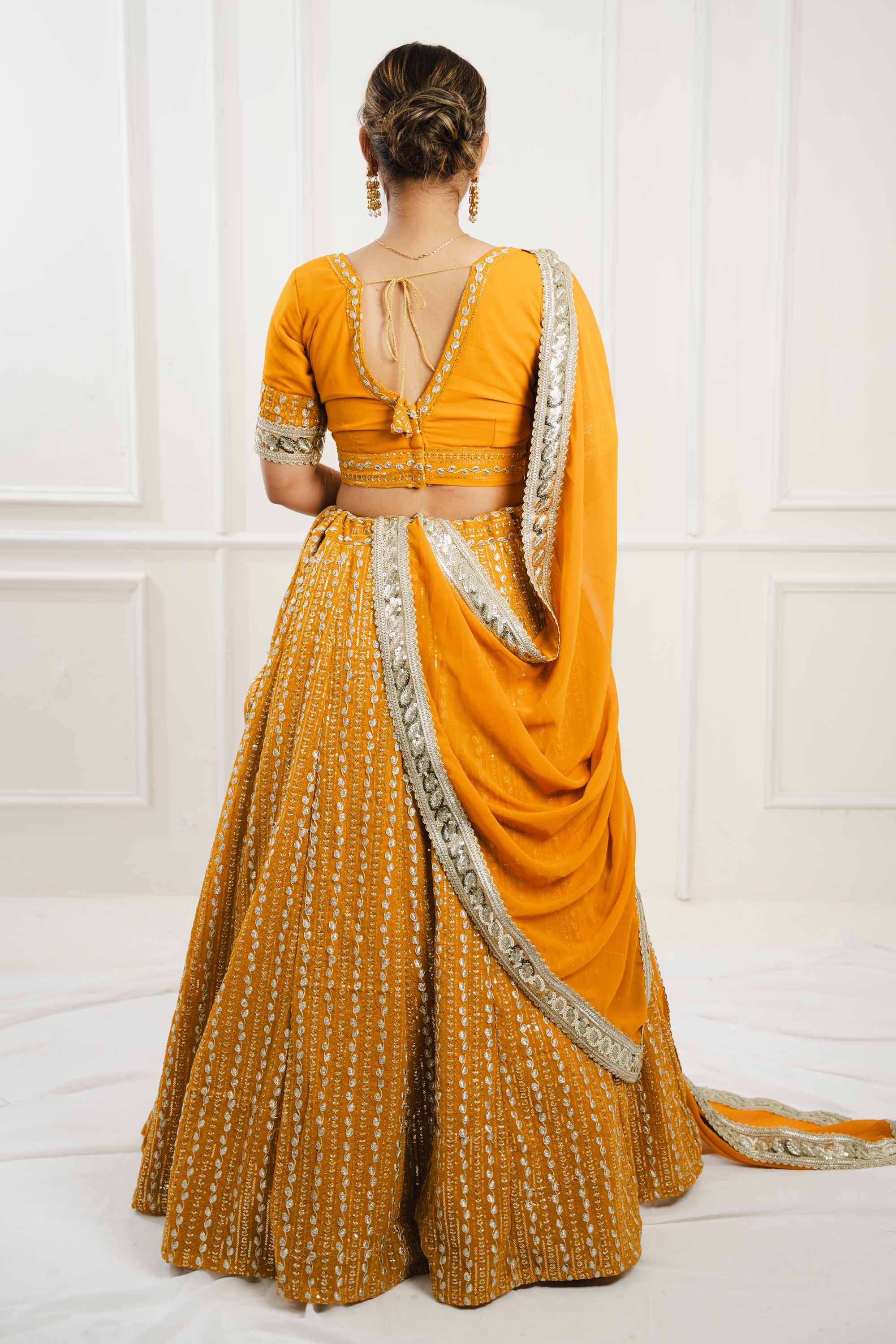 Mustard Yellow Georgette Lehenga