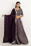 Wine Short Georgette Sequence Lehenga