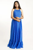 Blue Sleeveless Georgette Maxi Dress