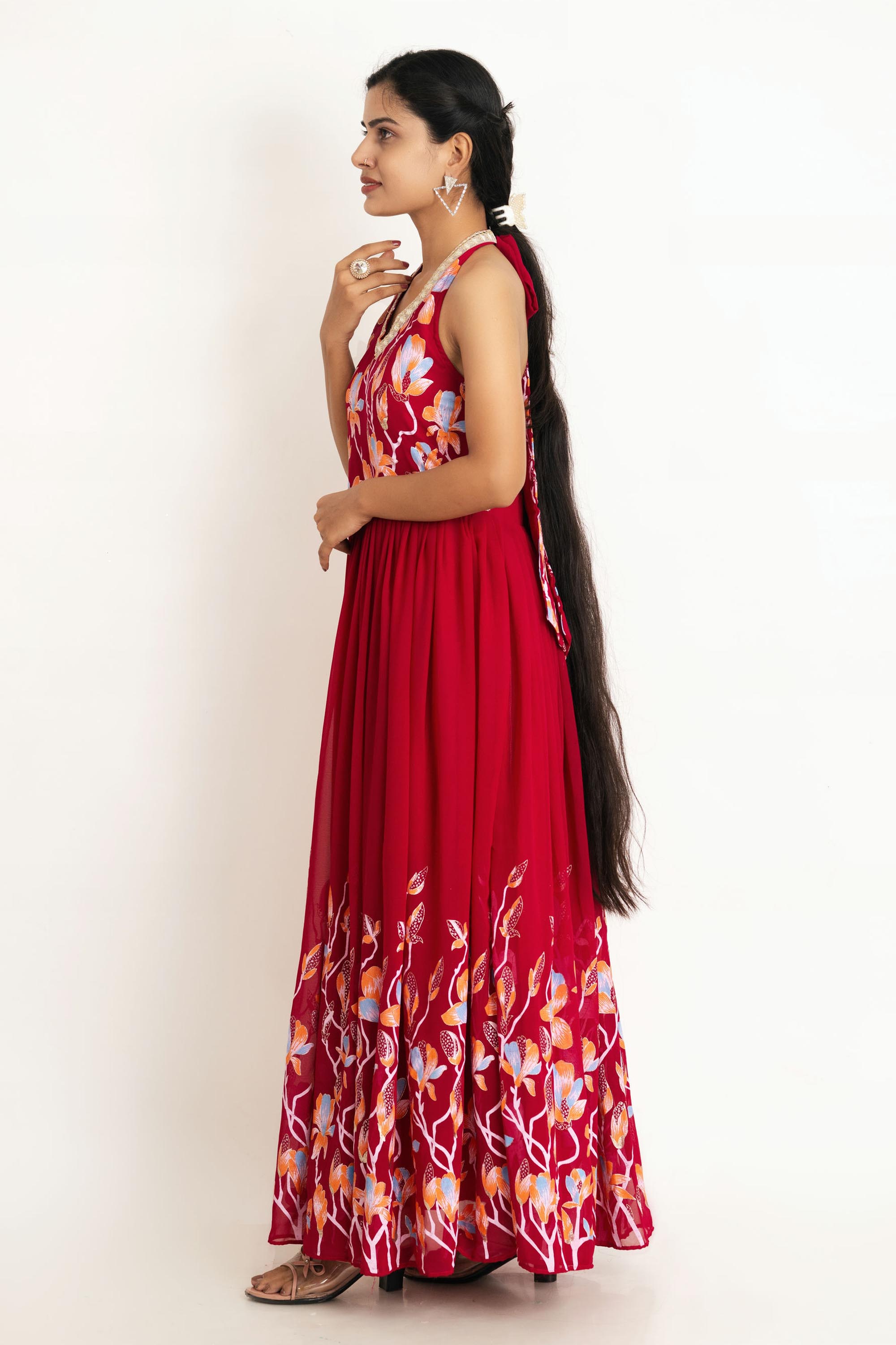 Pink (Rani) Georgette Maxi Dress