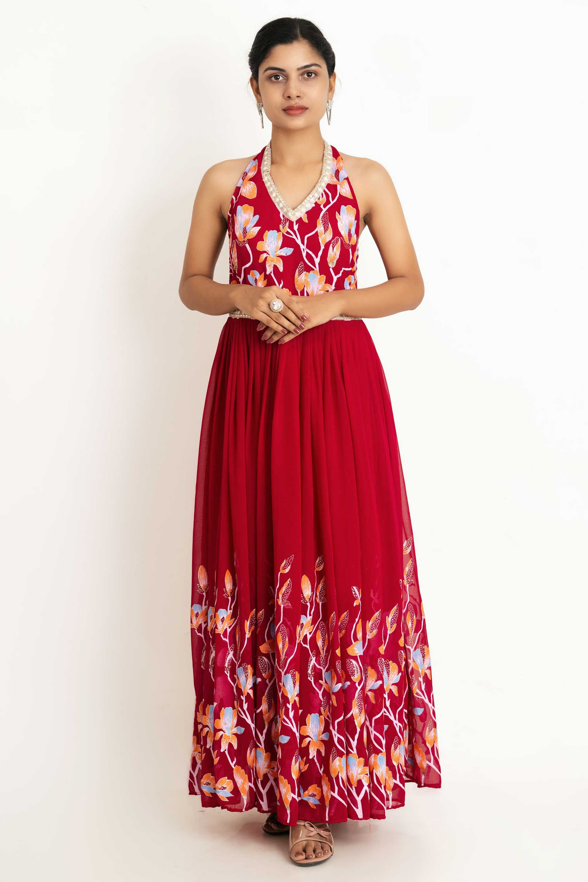 Pink (Rani) Georgette Maxi Dress