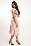 Printed Off White Georgette Short Umbrella Dress