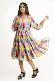 Multi Color Printed Georgette 3/4 Sleeves Short Dress