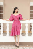 Pink Off-Shoulder PC Cotton Short Dress