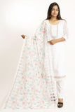 White Chiffon Silk 3/4 Sleeves Suit Set