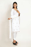 White Cotton Silk Suit Set