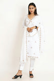 White Cotton Silk Suit Set