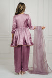 Purple Radiance Satin Silk Suit Set