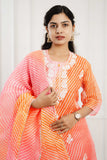 Orange-Pink Shaded Kota Doriya Suit Set