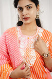 Orange-Pink Shaded Kota Doriya Suit Set