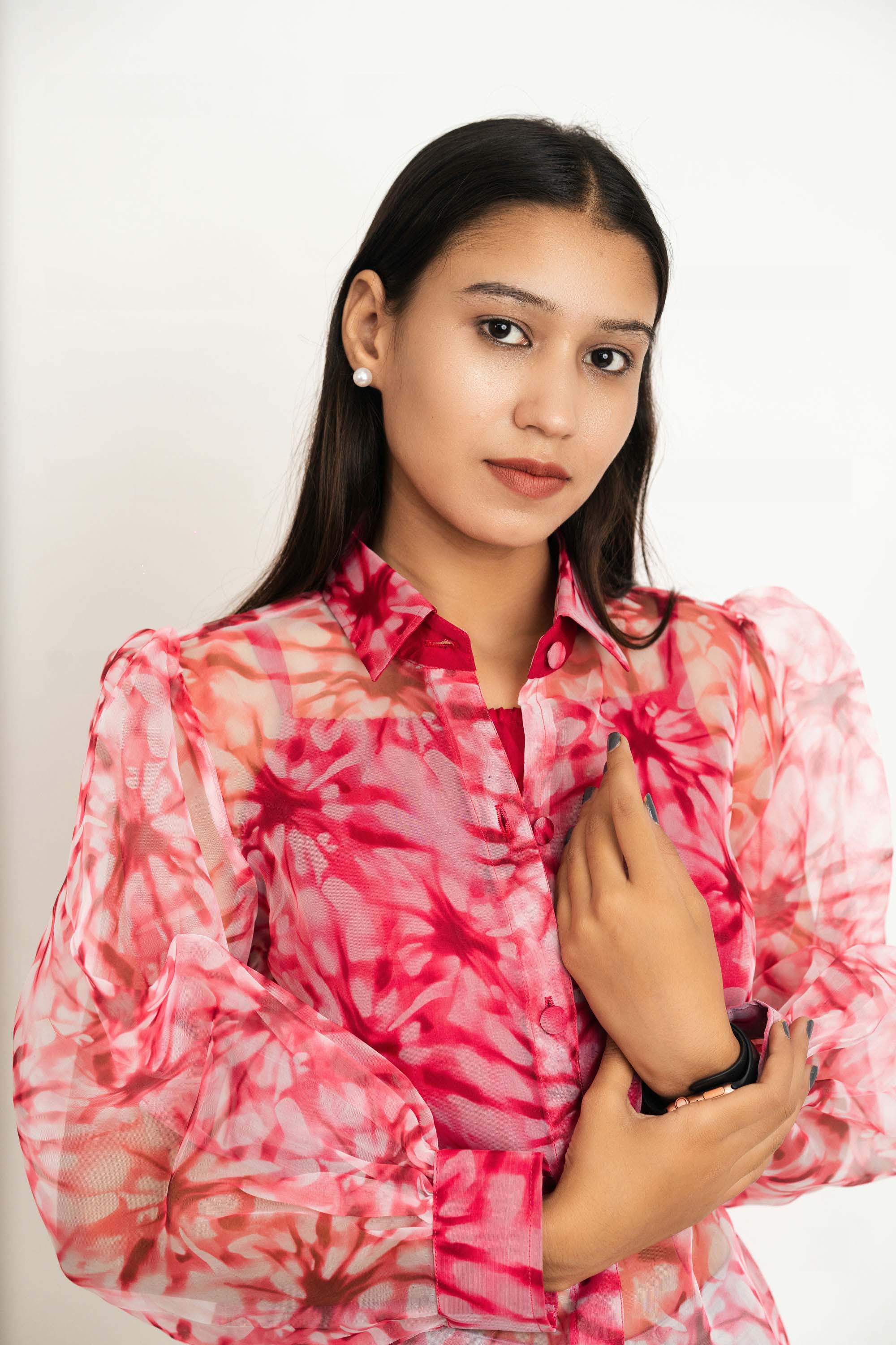 Pink Organza Shirt Top