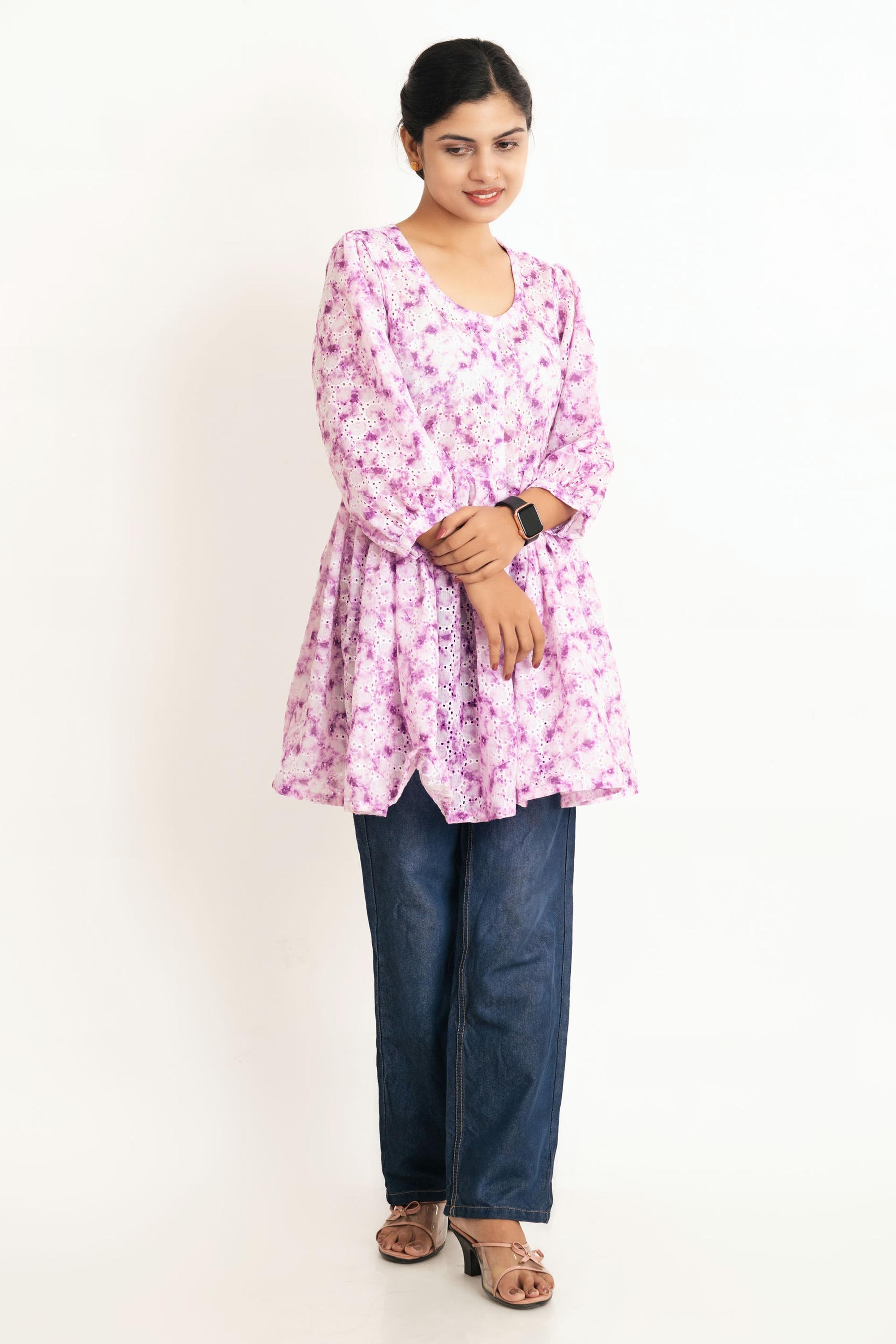 Purple Chikan Cotton Top