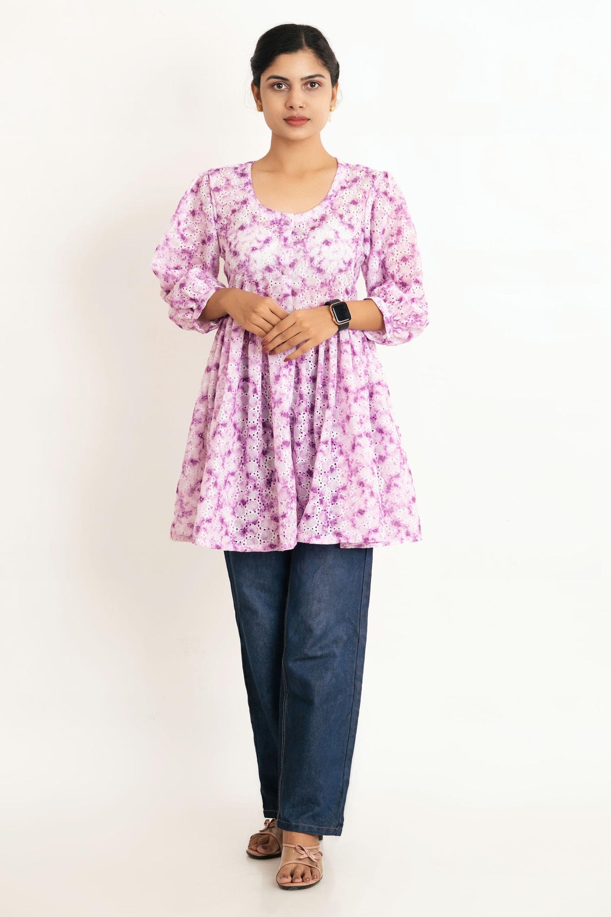 Purple Chikan Cotton Top