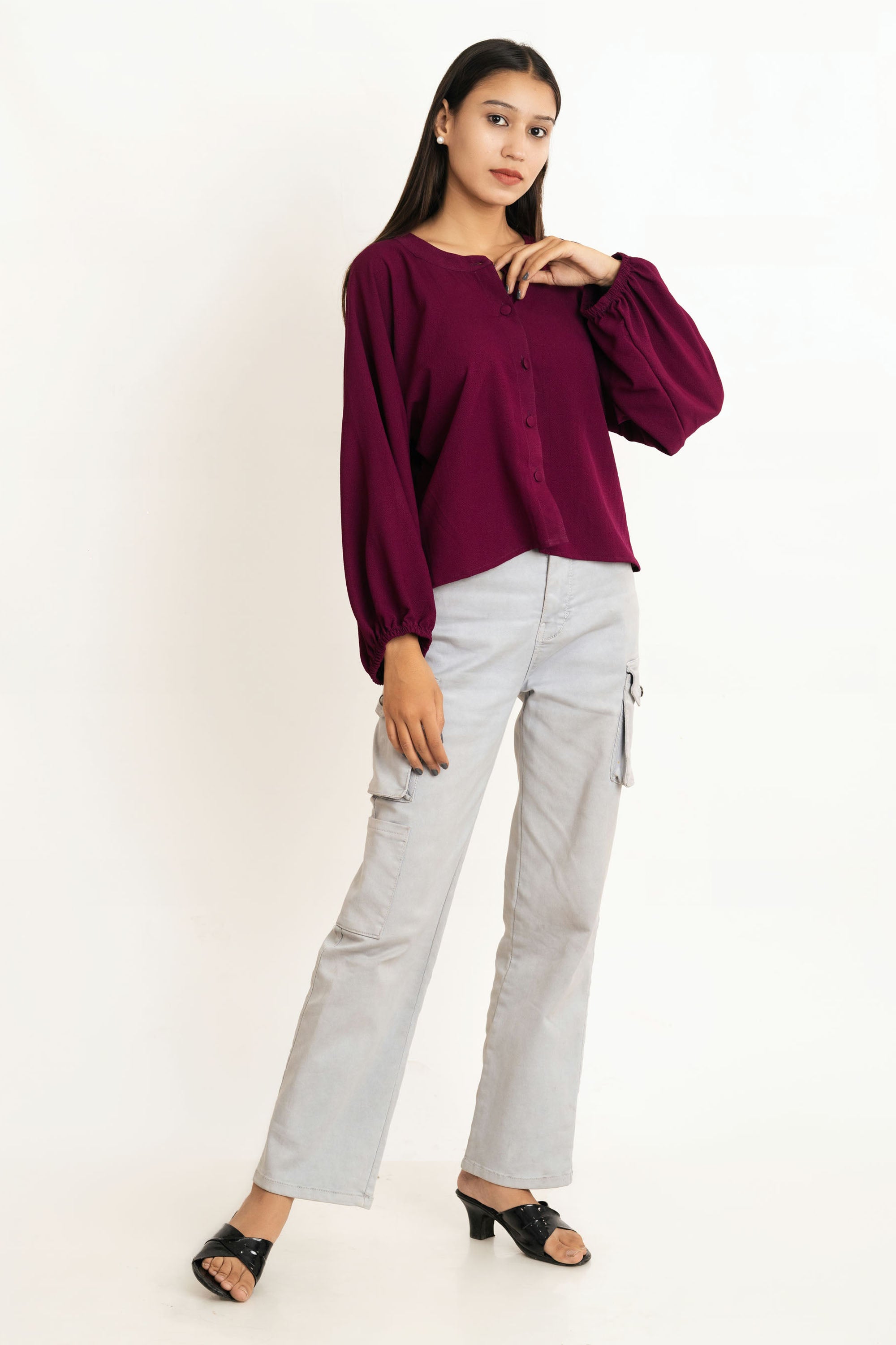 Wine Bubble Silk Top