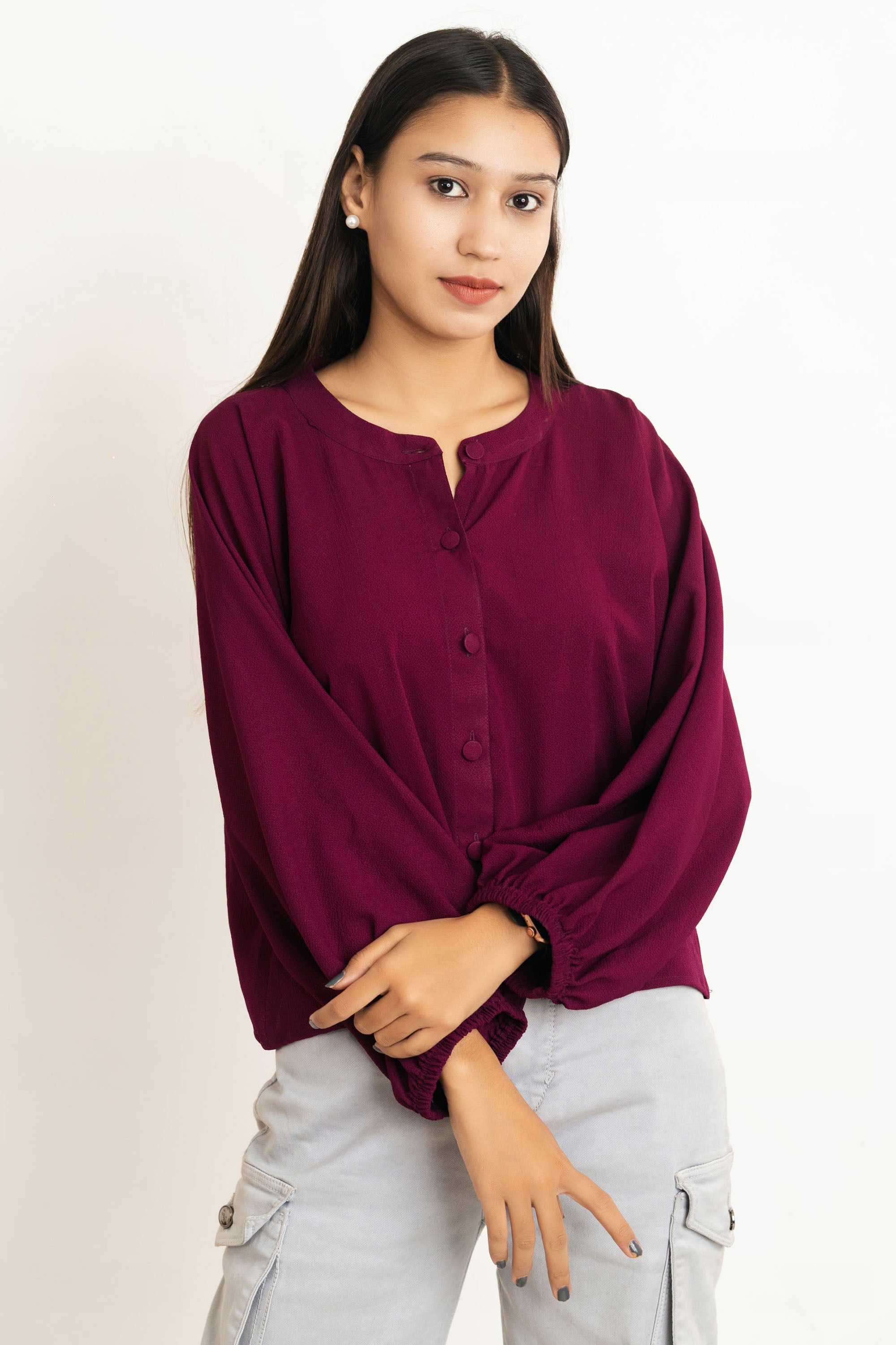 Wine Bubble Silk Top