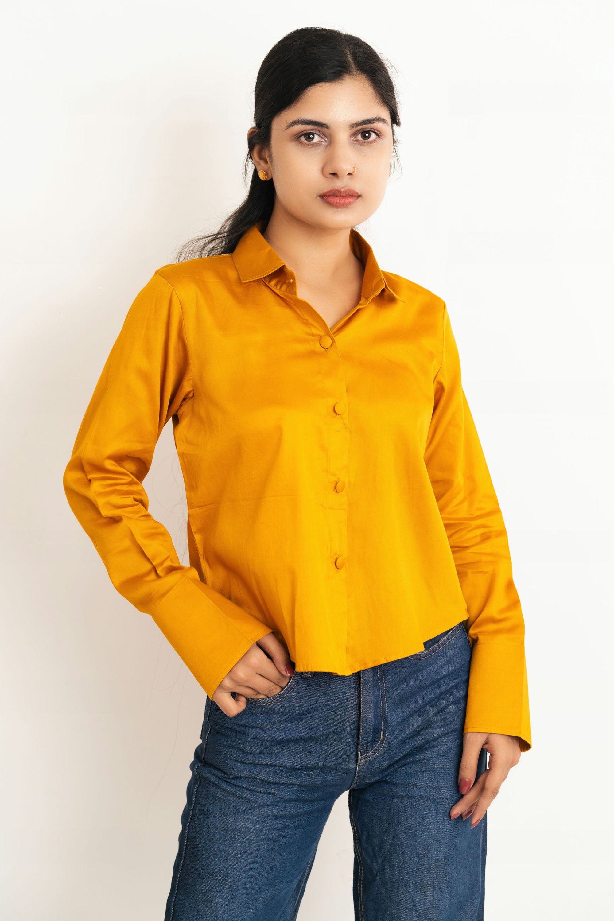 Mustard Jam Cotton Shirt Top