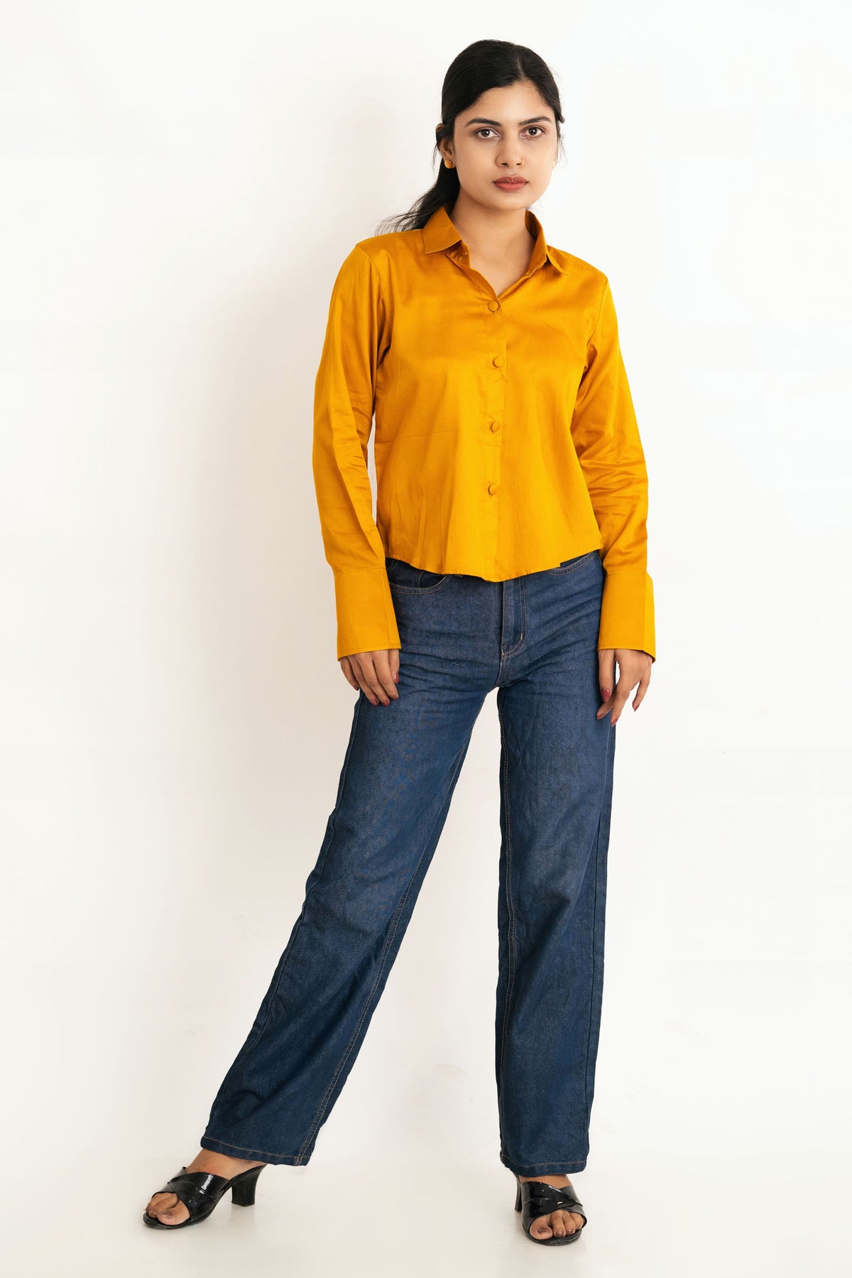 Mustard Jam Cotton Shirt Top